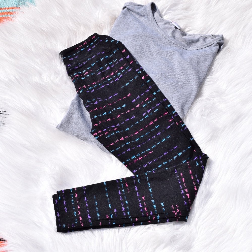 LuLaRoe Tween Black & Colorful arrow leggings